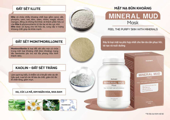 Mineral Mud Mask chứa đất sét được nhập khẩu từ Châu Âu kết hợp cùng các chiết xuất thiên nhiên
