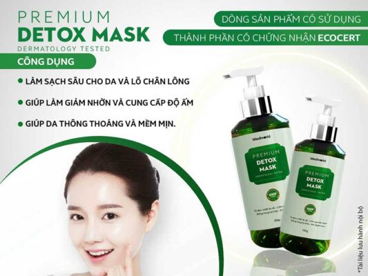 Premium Detox Mask chứa thành phần chiết xuất từ thiên nhiên được nhập khẩu theo tiêu chuẩn chất lượng cao