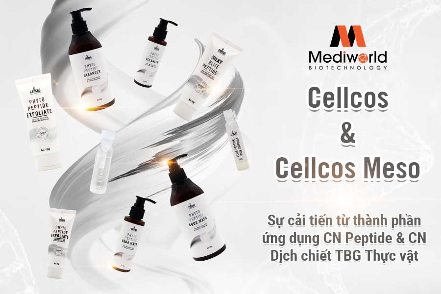 Trọn bộ sản phẩm chăm sóc da có trong bộ Cellcos cùng 2 tinh chất Ampoule trong dòng Cellcos Meso