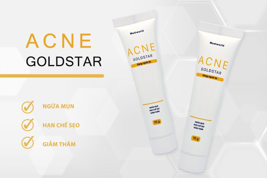 Acne GoldStar là sản phẩm hỗ trợ chăm sóc và xử lý các loại mụn trên da hiệu quả