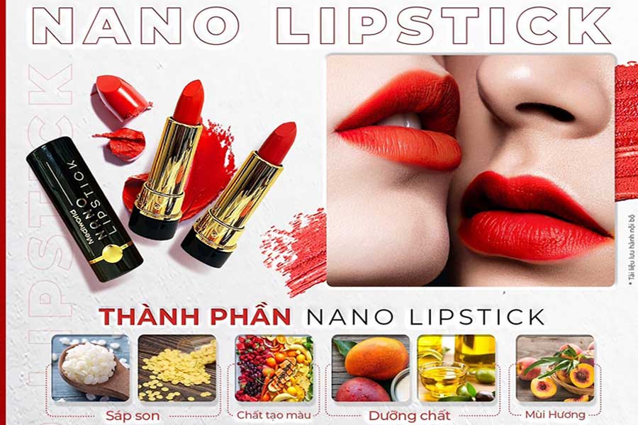Nano Lipstick chứa nhiều thành phần thiên nhiên được chiết xuất theo công nghệ sinh học nên đảm bảo an toàn cho sức khỏe