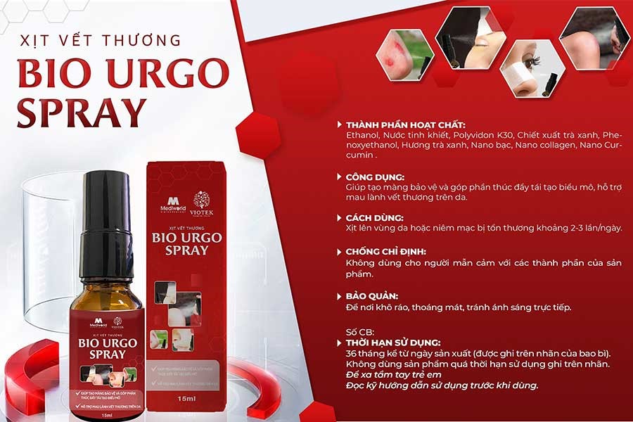 Bio Urgo Spray là sản phẩm băng gạc vết thương dạng xịt ứng dụng công nghệ sinh học
