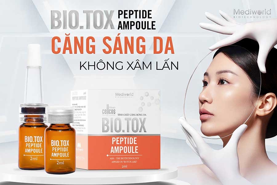 Bio.Tox Peptide Ampoule là tinh chất dưỡng da căng bóng, mịn màng hơn
