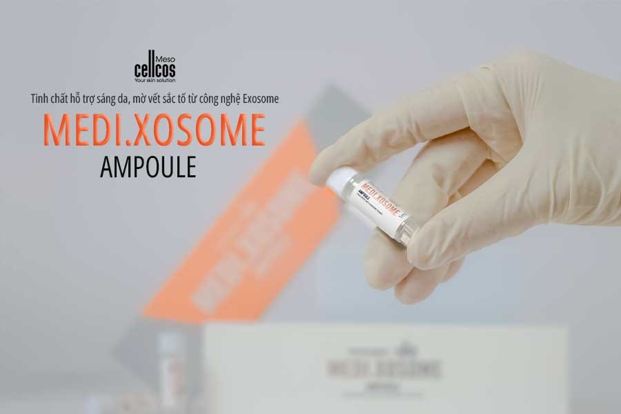 Medi.Xosome Ampoule là tinh chất hỗ trợ dưỡng sáng da, làm các vết sắc tố như sạm nám, tàn nhang hiệu quả