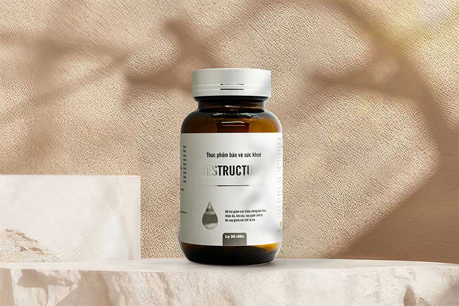 Restructurer - Viên uống hỗ trợ giảm các triệu chứng bốc hỏa, nhăn da, khô da