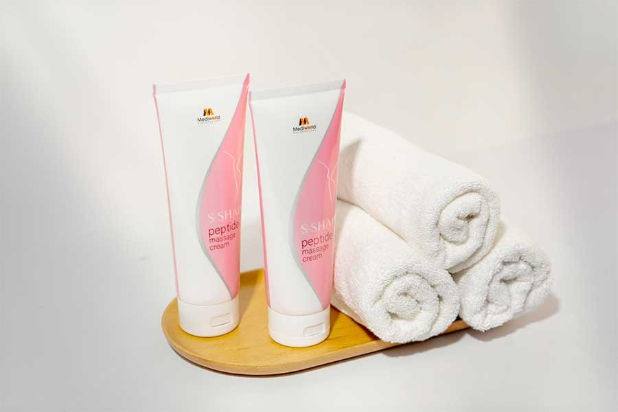 S Shape Peptide Massage Cream - Kem massage ứng dụng kết hợp cùng các quy trình, kỹ thuật, thiết bị công nghệ cao giúp hỗ trợ giảm tích mỡ dưới da
